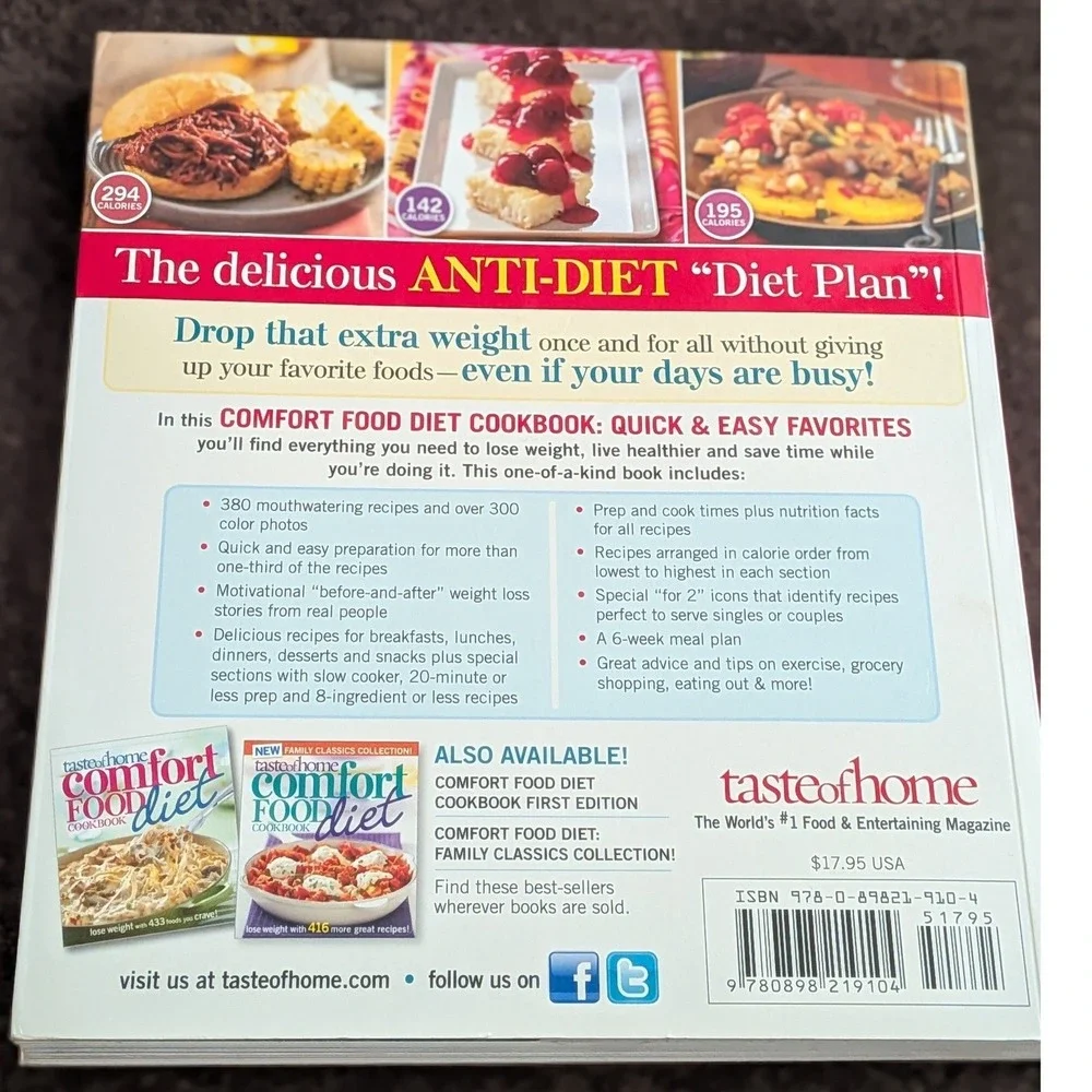 Taste of Home Comfort Food Diet & Light Cooking Cookbook Set Hardcover 2 Books